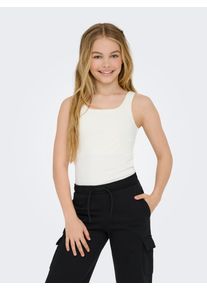 Tanktop KIDS Only "KOGEA S/L 2-WAYS TOP JRS NOOS", M&auml;dchen, Gr. 134/140, wei&szlig; (cloud dancer), Jersey, Obermaterial: 94% Polyamid, 6% Elasthan, unifarben, regular fit h&uuml;ftbedeckend, Rundhals, Tops Tanktop, in cleaner Optik