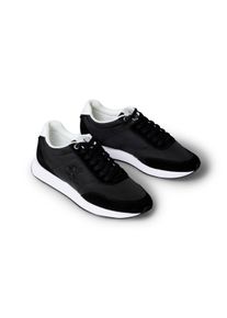 Sneaker Calvin Klein Jeans "RETRO RUNNER ESS MIX MAT", Damen, Gr. 37, schwarz, wei&szlig;, Leder, Textil, unifarben mit Farbeinsatz, Schuhe Sneaker, Schn&uuml;rschuh, Runner-Sneaker, Freizeitschuh mit seitlichem CK-Logo