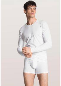 Langarmshirt Calida "Cotton Code", Herren, Gr. XL (56), wei&szlig;, Single Jersey, Obermaterial: 95% Baumwolle, 5% Elasthan, unifarben, normal h&uuml;ftbedeckend, Rundhals, gerader Abschluss, Shirts Langarmshirt, Rundhals-Ausschnitt, Single Jersey, formstabil, elastisch, weich