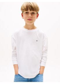 Langarmshirt Tommy Hilfiger "ESSENTIAL T-SHIRT LS", Jungen, Gr. 8 (128), wei&szlig;, Single Jersey, Obermaterial: 100% Baumwolle, unifarben, regular fit h&uuml;ftlang, Rundhals, B&uuml;ndchen, Shirts Langarmshirt, f&uuml;r Kinder bis 16 Jahre, Markenlogo