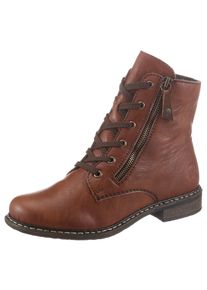 Stiefelette Rieker, Damen, Gr. 36, braun, Lederimitat, Schuhe Stiefelette, Schn&uuml;rstiefelette, Schn&uuml;rboots mit Rei&szlig;verschluss an der Au&szlig;enseite