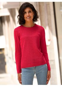 Strickpullover Classic Basics "Ajour-Pullover", Damen, Gr. 54, lila (erdbeere), 100% Polyacryl, unifarben, Pullover Strickpullover