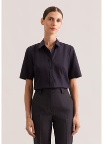Hemdbluse Seidensticker, Damen, Gr. 7XL (54), schwarz, 100% Baumwolle, unifarben, regular fit, ohne Ausschnitt, ohne B&uuml;ndchen, Blusen Hemdbluse, 1/2 Kragen Uni