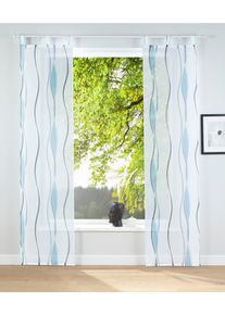 Schiebegardine OTTO HOME "Dimona" Gr. 3, wei&szlig; (wei&szlig;, petrol), B:57cm H:225cm, Voile, Polyester, Gardinen, Schiebegardine, 2er-Set, Fertiggardine, inkl. Beschwerungsstange, Wellen