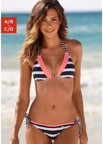 Triangel-Bikini-Top Kangaroos "Anita", Damen, Gr. 42, Cup C/D, blau (marine, wei&szlig;), Microfaser, Polyamid, gestreift, kontrastfarbene Details, Bikini-Oberteile Triangel-Bikini-Top, regulierbares Top, mit herausnehmbaren Cups, Mix-Kini