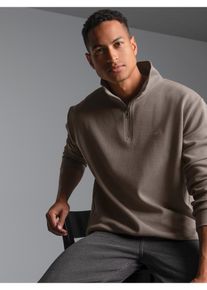 Sweatshirt TRIGEMA "TRIGEMA Troyer in Waffeloptik", Herren, Gr. XL, taupe, Piqu&eacute;, 100% Baumwolle, Basic, Sweatshirts Sweatshirt