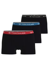 Boxershorts Tom Tailor "Buffer", Herren, Gr. XL, schwarz (schwarz, dunkel, uni), Single Jersey, Obermaterial: 95% Baumwolle, 5% Elasthan, unifarben, bequem, Unterhosen Boxershorts, weich, bequem, basic, eng, Logobund, Baumwollmix