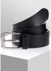 Lederg&uuml;rtel Tom Tailor "TTCALVINPLUS", Damen, Gr. 120, schwarz, Rindsleder, unifarben, G&uuml;rtel Lederg&uuml;rtel, 4 cm breiter Herreng&uuml;rtel, Casual und Jeans Look