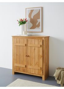 Schuhschrank OTTO HOME "Bertram", beige (natur gebeizt, gewachst), B:100cm H:110cm T:38cm, MDF, Massivholz, Schr&auml;nke, Schuhschrank, Massivholz, 2 verstellbare Einlegeb&ouml;den, Magnetverschluss,H&ouml;he 110 cm
