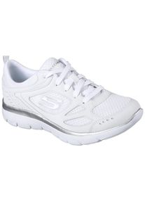 Sneaker Skechers "SUMMITS-SUITED", Damen, Gr. 36, silber (wei&szlig;, silberfarben), Leder, Textil, Schuhe Sneaker, Freizeitschuh, Trainingsschuh, Schn&uuml;rschuh mit weicher Polsterung