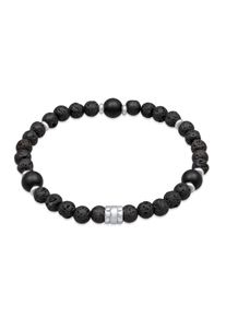 Armkette Kuzzoi "Armband Herren Onyx Schwarz Vintage 925 Silber Oxidiert" Gr. 190, schwarz, Armb&auml;nder, Herren, 190, Silber 925 (Sterlingsilber), Armkette