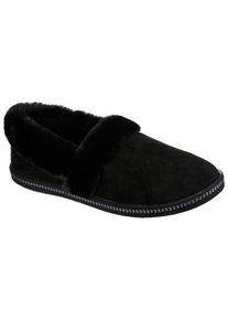 Pantoffel Skechers "COZY CAMPFIRE TEAM TOAST", Damen, Gr. 37, schwarz, Synthetik, Velourslederimitat, Fellimitat, Schuhe Pantoffel, Hausschuh mit Memory Foam-Ausstattung