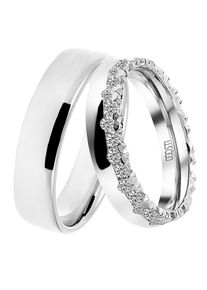 Trauring DOOSTI "Schmuck Geschenk Silber 925 Trauring Ehering Partnerring LIEBE" Gr. 56, silber (silberfarben), Fingerringe, Damen, 56,mit Zirkonia, Silber 925 (Sterlingsilber), 5mm, Trauring, wahlweise mit oder ohne Zirkonia