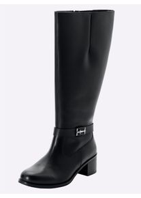 Weitschaftstiefel sheego, Damen, Gr. 43, XL-Schaft, schwarz, Leder, Schuhe Weitschaftstiefel