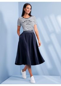T-Shirt Heine "T-Shirt", Damen, Gr. 42, wei&szlig; (wei&szlig;, marine, geringelt), 95% Viskose, 5% Elasthan, gemustert, gestreift, Rundhals, Shirts T-Shirt