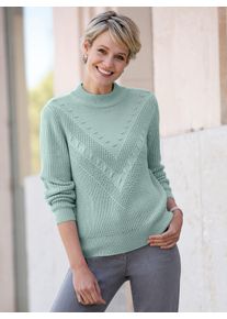 Stehkragenpullover Classic Basics "Langarm-Pullover", Damen, Gr. 38, gr&uuml;n (kalkmint), 100% Polyacryl, unifarben, Pullover Stehkragenpullover