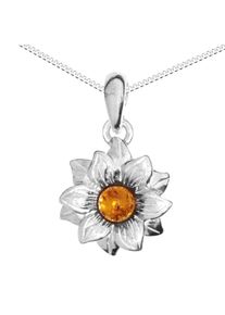 Kette mit Anh&auml;nger OSTSEE-SCHMUCK "- Bl&uuml;te - Silber 925/000 - Bernstein" Gr. 45, silber (silber 925, silberfarben, wei&szlig;), Schmuck_Sets, Damen, 45, Silber 925 (Sterlingsilber), Kette mit Anh&auml;nger