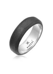 Silberring Kuzzoi "Ring Herren Bandring Basic 925 Silber" Gr. 62, schwarz, Fingerringe, Herren, 62, Silber 925 (Sterlingsilber), Silberring