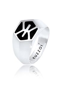Siegelring Kuzzoi "Ring Herren Siegelring Emaille Stilvoll 925 Silber" Gr. 64, silber, Fingerringe, Herren, 64, ohne Stein, Silber 925 (Sterlingsilber), 13mm, Siegelring