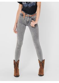 Skinny-fit-Jeans Only "ONLROYAL HW SK JEANS BJ", Damen, Gr. XS (34), L&auml;nge 30, grau (grau denim), Denim/Jeans, Obermaterial: 69% Baumwolle, 29% Polyester, 2% Elasthan, Abriebeffekte, skinny fit, Jeans Skinny-fit-Jeans