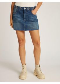 Jeansrock Tommy Jeans "STUDDED DENIM MINI SKIRT AI9057", Damen, Gr. 28, blau (denim schwarz), Denim/Jeans, Obermaterial: 100% Baumwolle, unifarben, straight fit mini, R&ouml;cke Jeansrock, mit Strass-Details