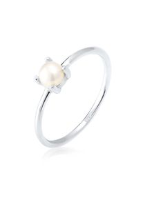 Perlenring Elli "Ring S&uuml;&szlig;wasserperle Wei&szlig; Rund 925 Sterling Silber" Gr. 56, silber, Fingerringe, Damen, 56, ohne Stein, Silber 925 (Sterlingsilber), 5mm, Perlenring