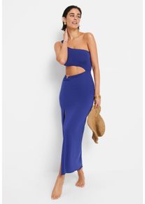One-Shoulder-Kleid LSCN BY LASCANA, Damen, Gr. 42, N-Gr, violet, blau, Jersey, Obermaterial: 47% Baumwolle, 47% Modal, 5% Elasthan, 1% sonstige Fasern, unifarben, figurbetont lang, asymmetrischer Ausschnitt, Kleider One-Shoulder-Kleid