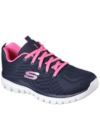 Sneaker Skechers "GRACEFUL - GET CONNECTED", Damen, Gr. 36, blau (navy, pink), Textil, Schuhe Sneaker, Freizeitschuh, Halbschuh, Schn&uuml;rschuh in Schuhweite G (weit)