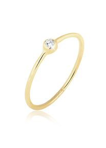 Silberring Elli Premium "Ring Solit&auml;r Zirkonia 375er Gelbgold" Gr. 56, wei&szlig;, Fingerringe, Damen, 56, Gelbgold 375, Silberring