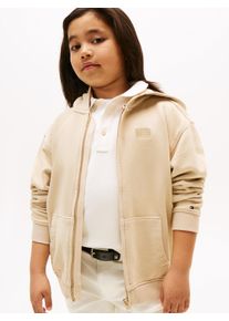 Kapuzensweatjacke Tommy Hilfiger "TONAL FLAG EMB ZIP HOODIE", Jungen, Gr. 5 (110), gold (gentle gold), Sweatware, Obermaterial: 100% Baumwolle, unifarben, regular fit h&uuml;ftlang, Rundhals, B&uuml;ndchen, Sweatjacken Kapuzensweatjacke, f&uuml;r Kinder bis 16 Jahre, mit Kapuze