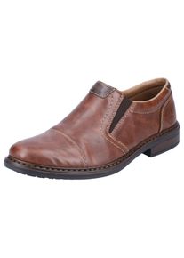 Slipper Rieker, Herren, Gr. 44, braun, Lederimitat, Schuhe Slipper, Halbschuh, Business-Schuh, Schlupfschuh mit Stretcheins&auml;tze