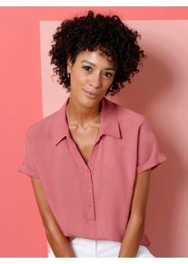 Kurzarmbluse Classic Basics, Damen, Gr. 54, rosa (flamingo), 100% Viskose, unifarben, V-Ausschnitt, Blusen Kurzarmbluse