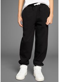 Sweathose Kangaroos "Joggingshose mit Logo-Stickerei", Jungen, Gr. 128/134, N-Gr, schwarz, angeraute Sweatware, Obermaterial: 100% Baumwolle, bestickt, bequem lang, Hosen Sweathose, l&auml;ssige Sweathose