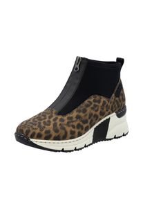 Schlupfboots Rieker, Damen, Gr. 41, leo, schwarz, Lederimitat, Textil, Schuhe Schlupfboots, Stiefelette, High Top Sneaker mit Rei&szlig;verschluss auf der Vorderseite