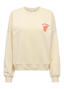 Sweatshirt Only "ONLLINY L/S O-NECK PRINT CS SWT", Damen, Gr. XL, ecru print:out of office, Sweatware, Obermaterial: 60% Baumwolle, 40% Polyester, bedruckt, normal, Rundhals, Rippb&uuml;ndchen, Sweatshirts Sweatshirt, mit Print auf Vorder- und R&uuml;ckseite