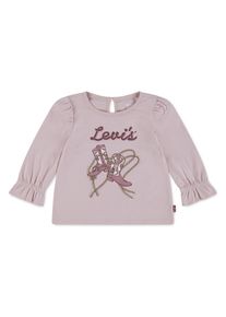 Langarmshirt LEVI'S KIDS "LVG LS KNOT FRONT KNIT TEE", M&auml;dchen, Gr. 9M74, rosa (crystal rose), Jersey, Obermaterial: 100% Baumwolle, bedruckt, normal, Rundhals, Shirts Langarmshirt, im Western-Look, for Girls