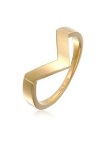 Silberring Elli Premium "Ring V-Form Basic 925 Silber" Gr. 56, gold, Fingerringe, Damen, 56, Silber 925 (Sterlingsilber), Silberring