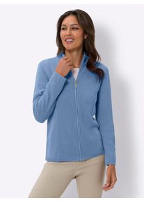 Strickjacke Classic Basics, Damen, Gr. 42, blau (bleu), 100% Polyacryl, unifarben, Strickjacken Strickjacke