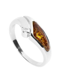 Fingerring OSTSEE-SCHMUCK "- Agneta - Silber 925/000 - Bernstein/Zirk." Gr. 62, silber (silber 925, silberfarben, wei&szlig;), Fingerringe, Damen, 62, Fingerring
