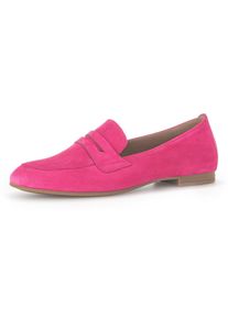 Loafer Gabor, Damen, Gr. 39, pink (pink, velours), Ziegenveloursleder, Schuhe Loafer, Slipper, Business Schuh mit Zierriegel und Blockabsatz