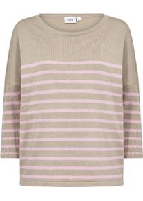 Strickpullover Saint Tropez "MilaSZ R-neck Stripe", Damen, Gr. XS (34), beige (plaza taupe pink stripe), Feinstrick, Obermaterial: 80% Viskose, 20% Polyacryl, gestreift, bequem normal, Rundhals, Pullover Strickpullover, Oversize Fit, Feinstrick, Viskosemischung