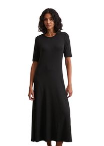 Marc O'Polo Maxikleid MARC O'POLO, Damen, Gr. L, N-Gr, schwarz, Jersey, Obermaterial: 66% Lyocell, 32% Baumwolle, 2% Elasthan, regular fit ca. Mitte Wade, Rundhals, Kleider Maxikleid, in feiner Ripp-Qualit&auml;t, schlicht, zeitlos, Rock in A-Linie