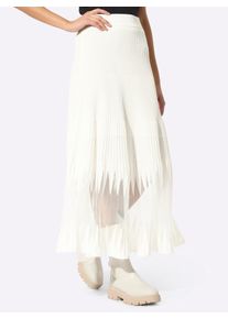 CR&Eacute;ATION L Strickrock CREATION L, Damen, Gr. 38, beige (ecru), 47% Baumwolle, 47% Modal, 5% Polyester, 1% metallisierte Fasern, unifarben, lang, R&ouml;cke Strickrock