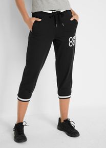 Jogginghose bonprix "Jogginghose, 3/4-L&auml;nge aus Baumwollmix", Damen, Gr. 40/42 (M), N-Gr, schwarz (schwarz bedruckt), Obermaterial: 95% Baumwolle, 5% Elasthan, regular fit, Hosen Jogginghose, aus Baumwollmix, mit Stretch-Material, Regular Fit, casual Stil