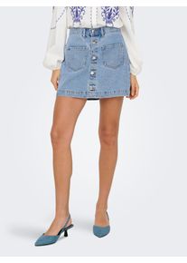 Jeansrock Only "ONLAMAZING HW SKIRT TAI DNM NOOS", Damen, Gr. S (36), blau (light blau denim), Denim/Jeans, Obermaterial: 100% Baumwolle, unifarben, kurz, R&ouml;cke Jeansrock