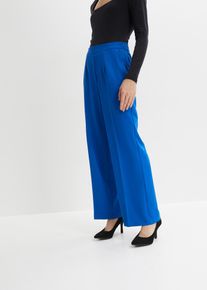 Marlene-Hose bonprix "Marlenehose", Damen, Gr. 50, N-Gr, blau (arktikblau), Obermaterial: 95% Polyester, 5% Elasthan, loose fit lang, Hosen Marlene-Hose, aus Polyester und Elasthan, Loose fit Passform, femininer Stil