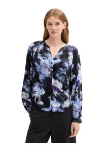 Klassische Bluse Tom Tailor, Damen, Gr. 36, blau (artistic watercolor design), Obermaterial: 100% Viskose, mit Knopf,&Auml;rmel mit &Auml;rmelschlitz, Blusen Klassische Bluse