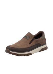 Slip-On Sneaker Rieker, Herren, Gr. 47, braun (braun, dunkelbraun), Nubuklederimitat, unifarben mit Farbeinsatz, Schuhe Slip-On Sneaker, Slipper, Schlupfschuh, Halbschuh mit weicher MemoSoft-Innensohle