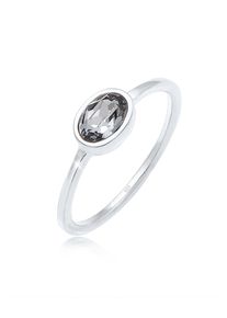 Verlobungsring Elli "Ring Oval Glas Kristalle Grau 925 Sterling Silber" Gr. 52, silber, Fingerringe, Damen, 52, Silber 925 (Sterlingsilber), Verlobungsring