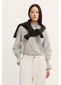 Langarmbluse Bugatti "Gestreift", Damen, Gr. 36, 140, moos, 100% Baumwolle, gestreift, normal, ohne Ausschnitt, 1-Knopf-Manschette, Blusen Langarmbluse, mit Smok-Manschette & Hemdkragen